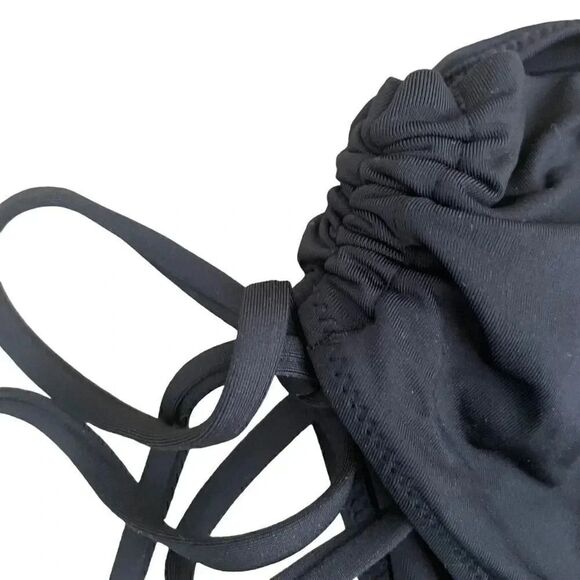 Black Brazilian High Waist Swimming Suit Bottoms Rutched SZ XS - Picture 2 of 7